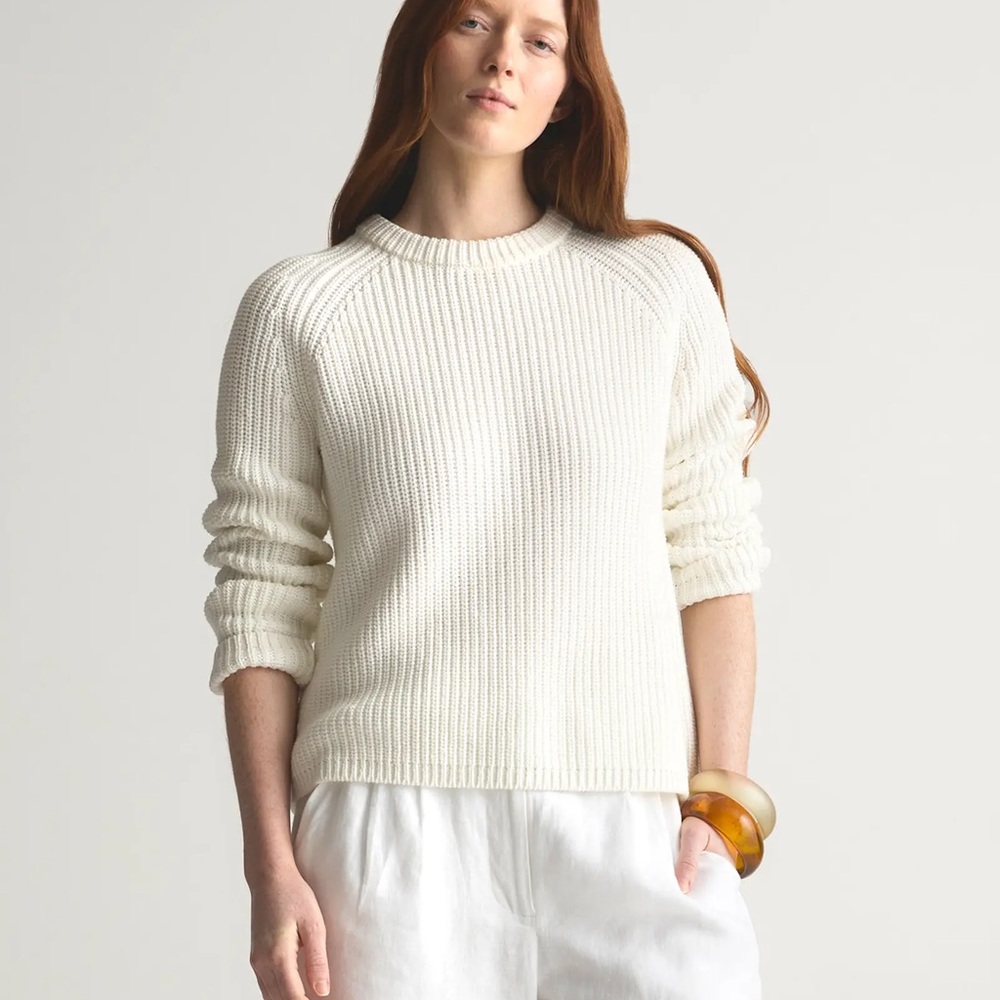 Quince 100% Cotton Women's White  Sweater - Picture 3 of 9